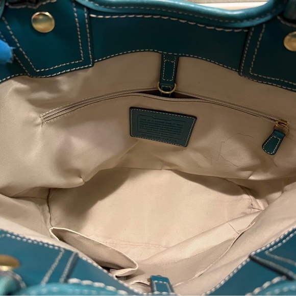 Coach Straw Tote with Teal Accents - Picture 13 of 13